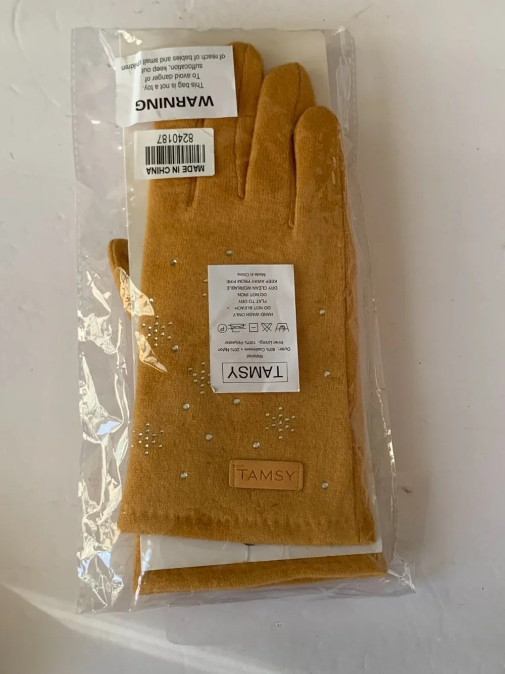 TAMSY GLOVES MUSTARD YELLOW NEW 80% CASHMERE 20